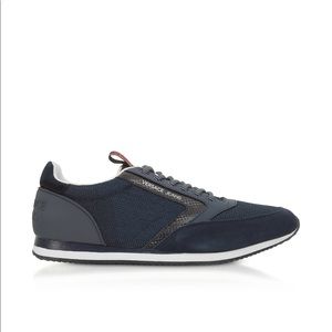 VERSACE JEANS Navy Blue Mesh & Suede Shoes 43